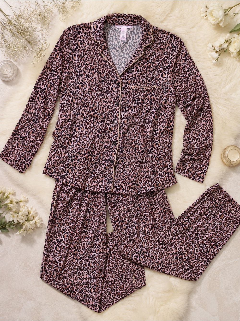 Victoria’s Secret Pink Cheetah Cotton-Modal Pajama Set | Size Small